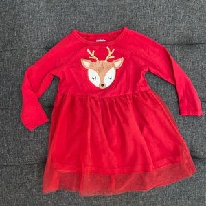 (🌟 3/$10) 18m Carters red dress with glitter reindeer